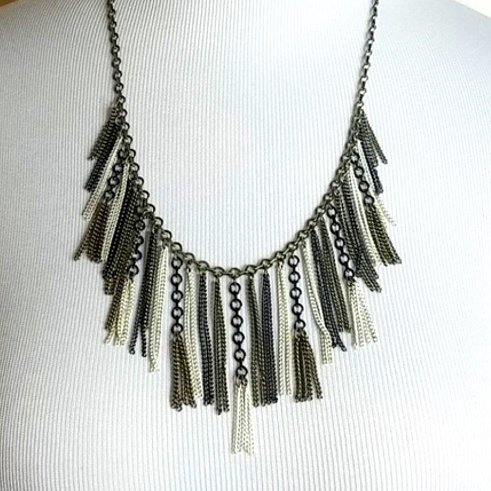 Silpada Gorgeous Vintage 925 Sterling Silver Brass & Hematite Fringe Necklace - Picture 4 of 6